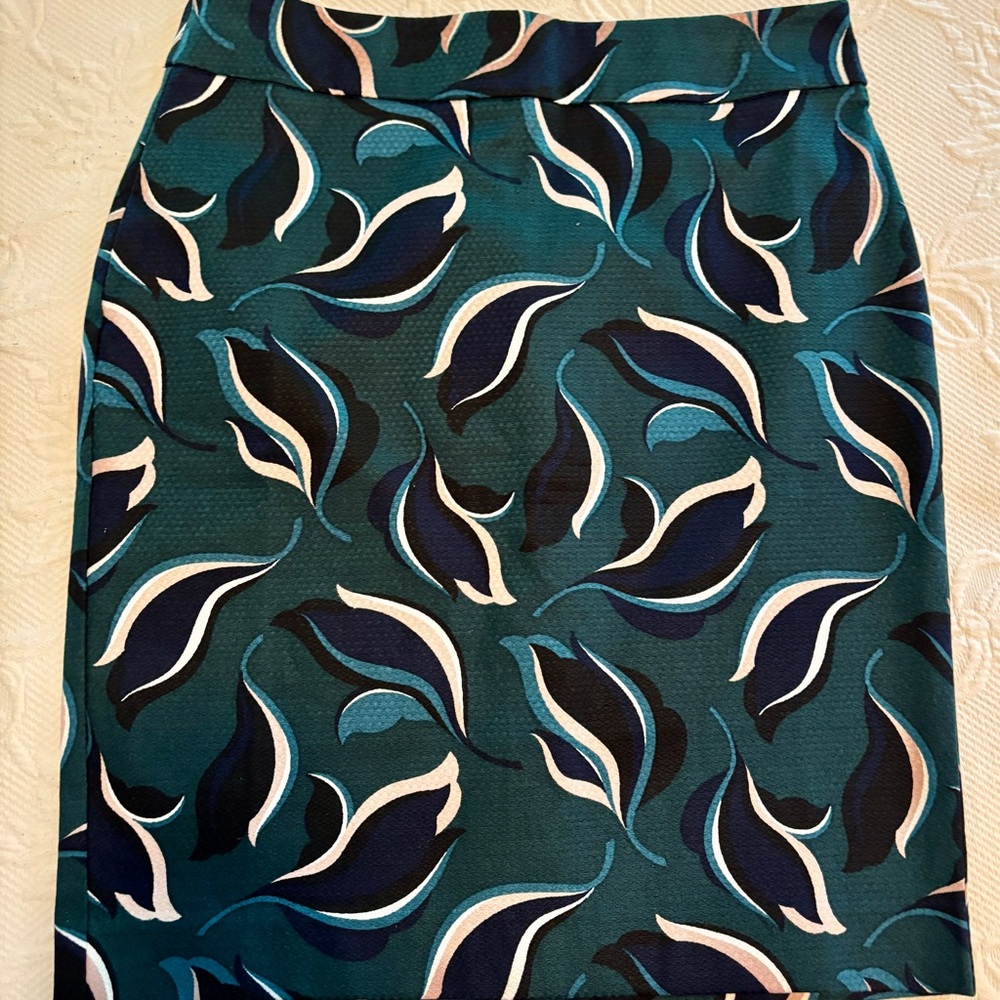 Teal Floral Print Pencil Skirt - Women